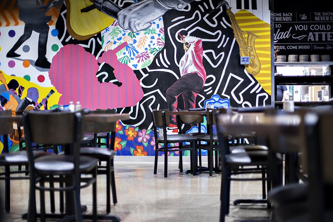 The Clyde's Club Room showcases Dancer's work.