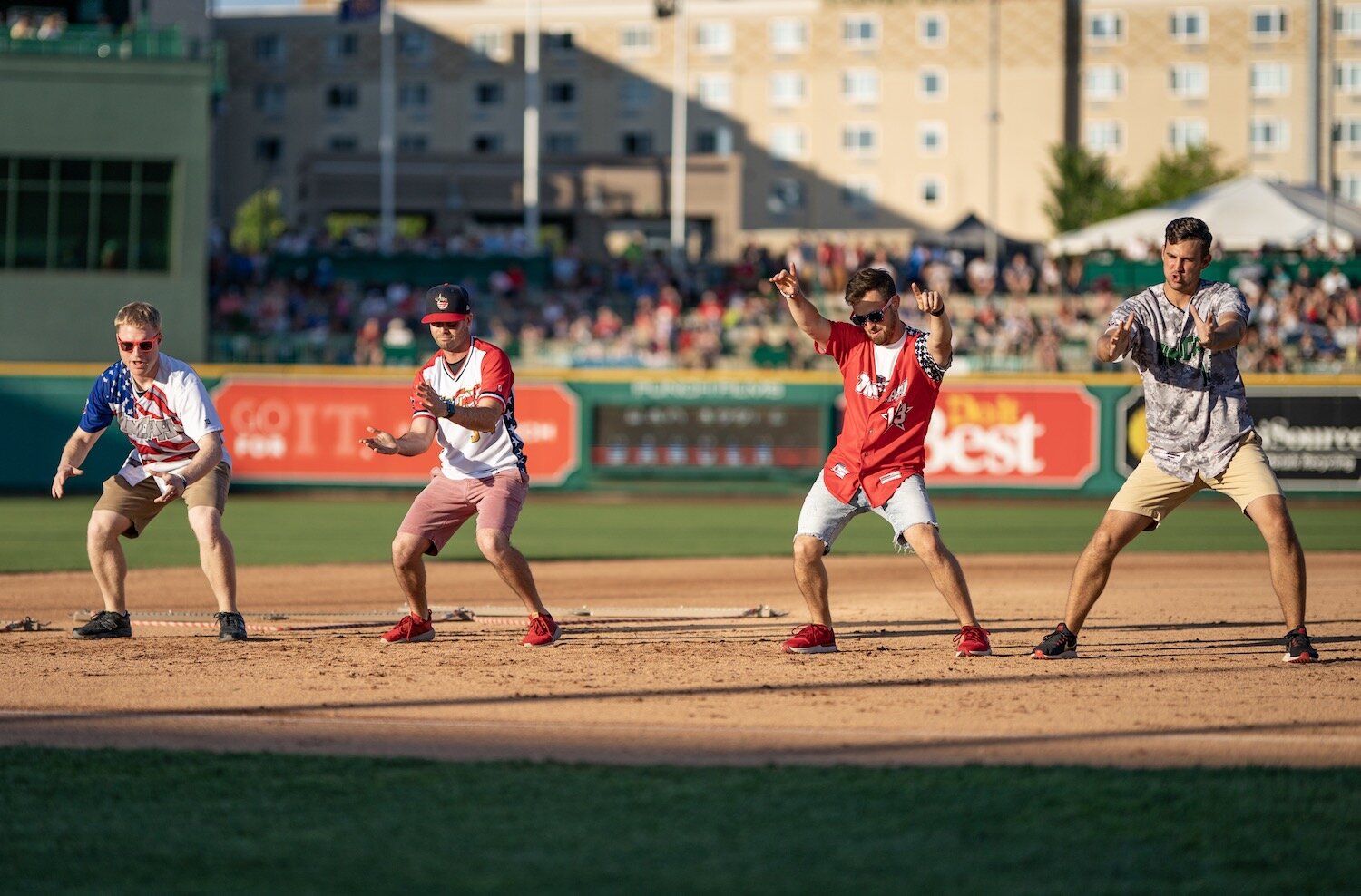 The Bad Apple Dancers perform during a TinCaps game.