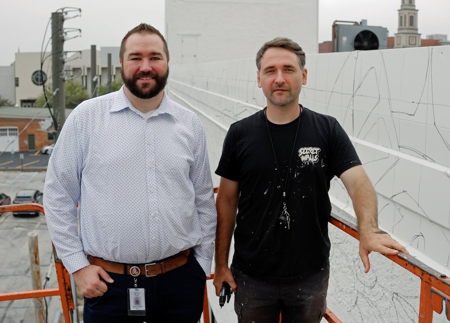 Fort Wayne Urban Planner Dan Baisden and the muralist Key Detail.