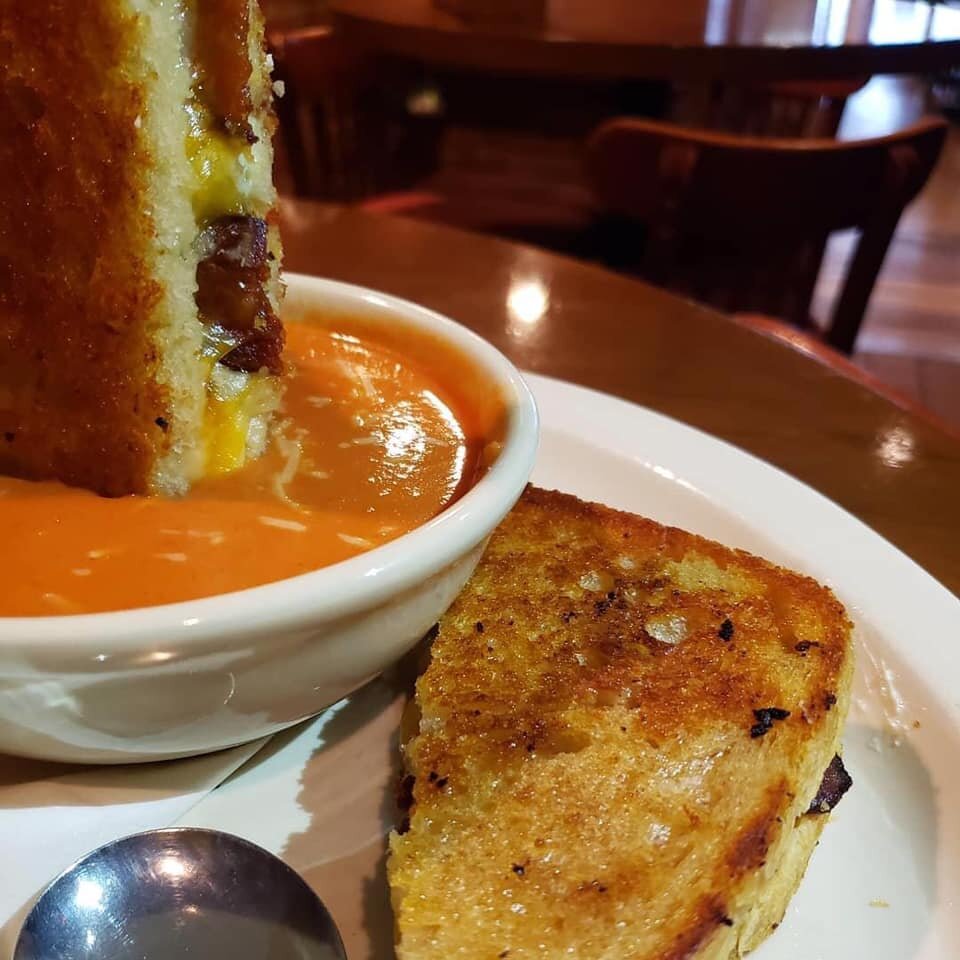 Nothing beats a bowl of the Dash-In's spicy tomato soup with one of its gourmet grilled cheeses.