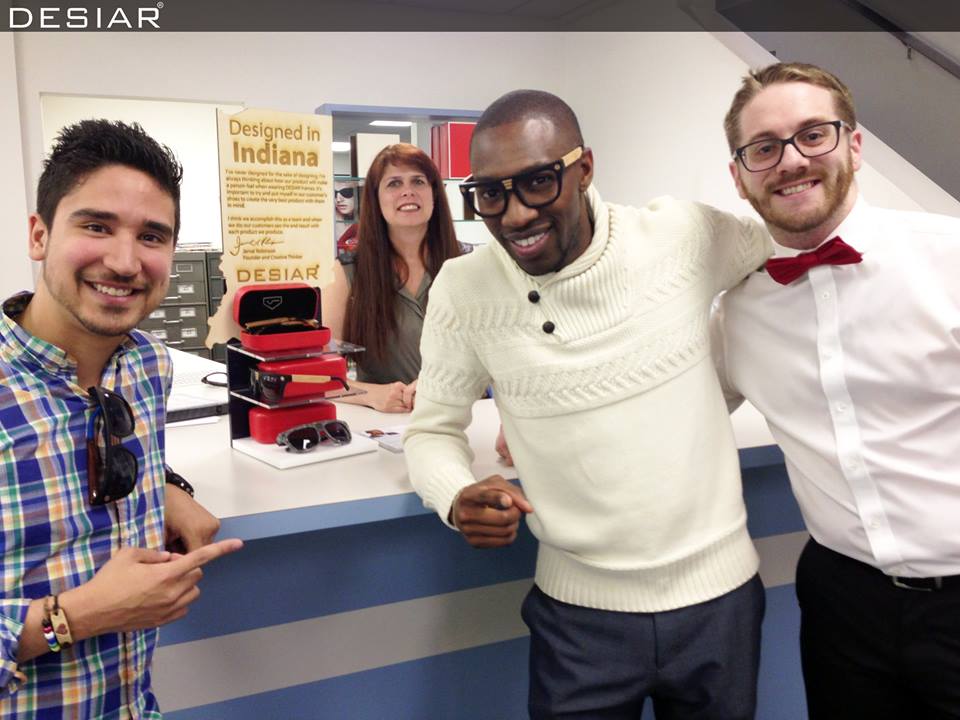 DESIAR eyewear was created by Fort Wayne native Jamal Robinson, center.
