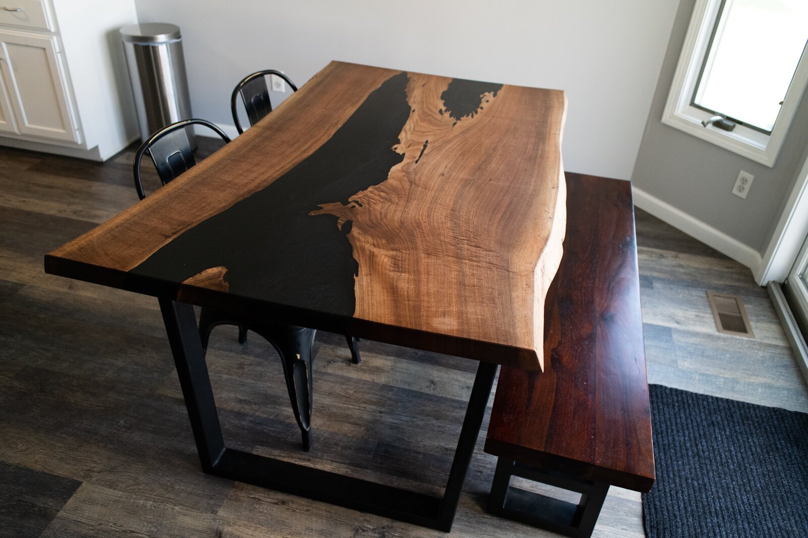 A detail shot of Lee Hoffmeier's first dining table in his home.