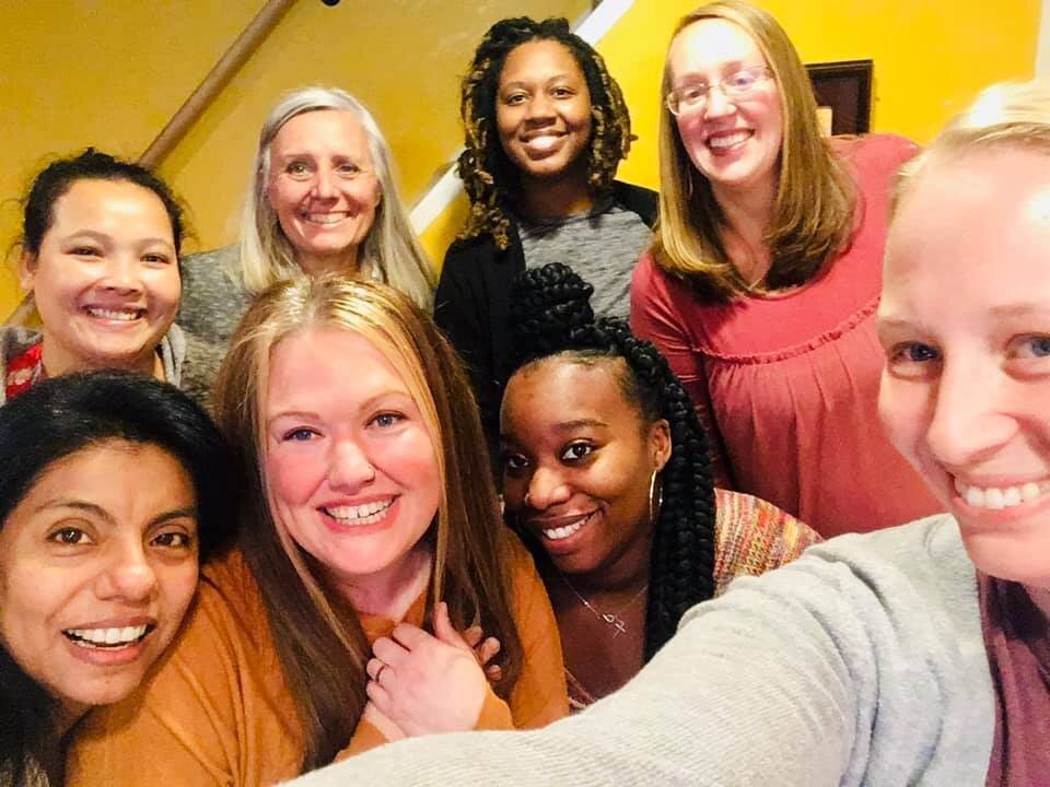 Doulas with Journey Birth and Wellness, serving immigrant and refugee populations in Fort Wayne. From left, row 2, are Lahmay Moo, Sue Heckley, Jaquanda Capers, Lucy Ortiz, Nina Bogle, Ja'Nisha Beal, and Shanna Bradley.