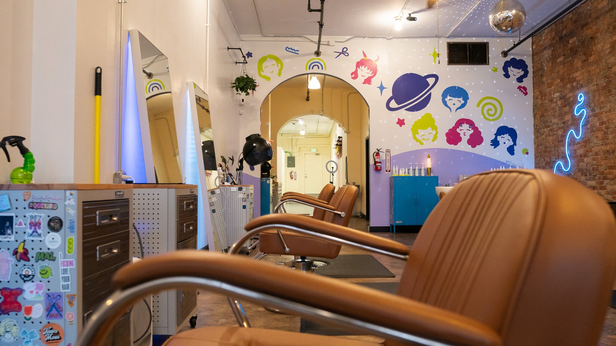 The Space Salon owner Olive refers to the salon's decor style as "space disco."