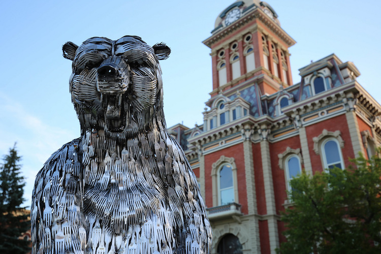 Known for its annual Sculpture Tour, Decatur is boosting its creative appeal in more ways. This sculpture is "Bear, Lee Standing," by Gary Hovey.