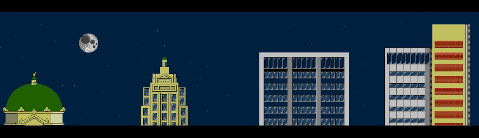 A video game version of the downtown Fort Wayne skyline by i heart pizza LLC.