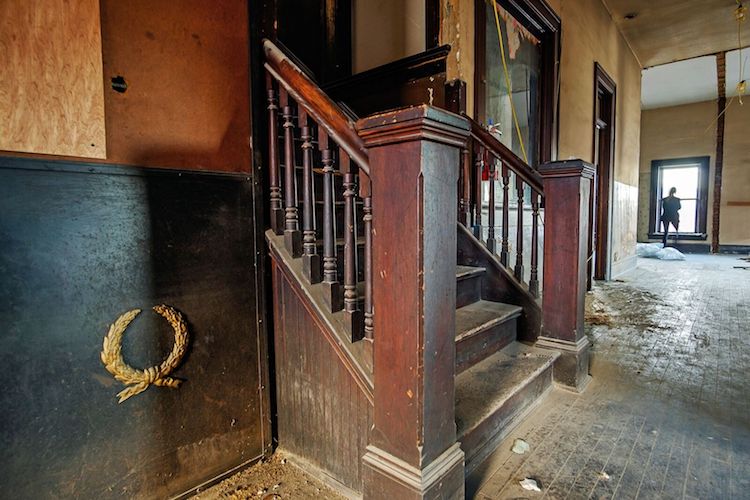 Light pours into the second floor of Eagles Theatre that was previously closed to patrons.