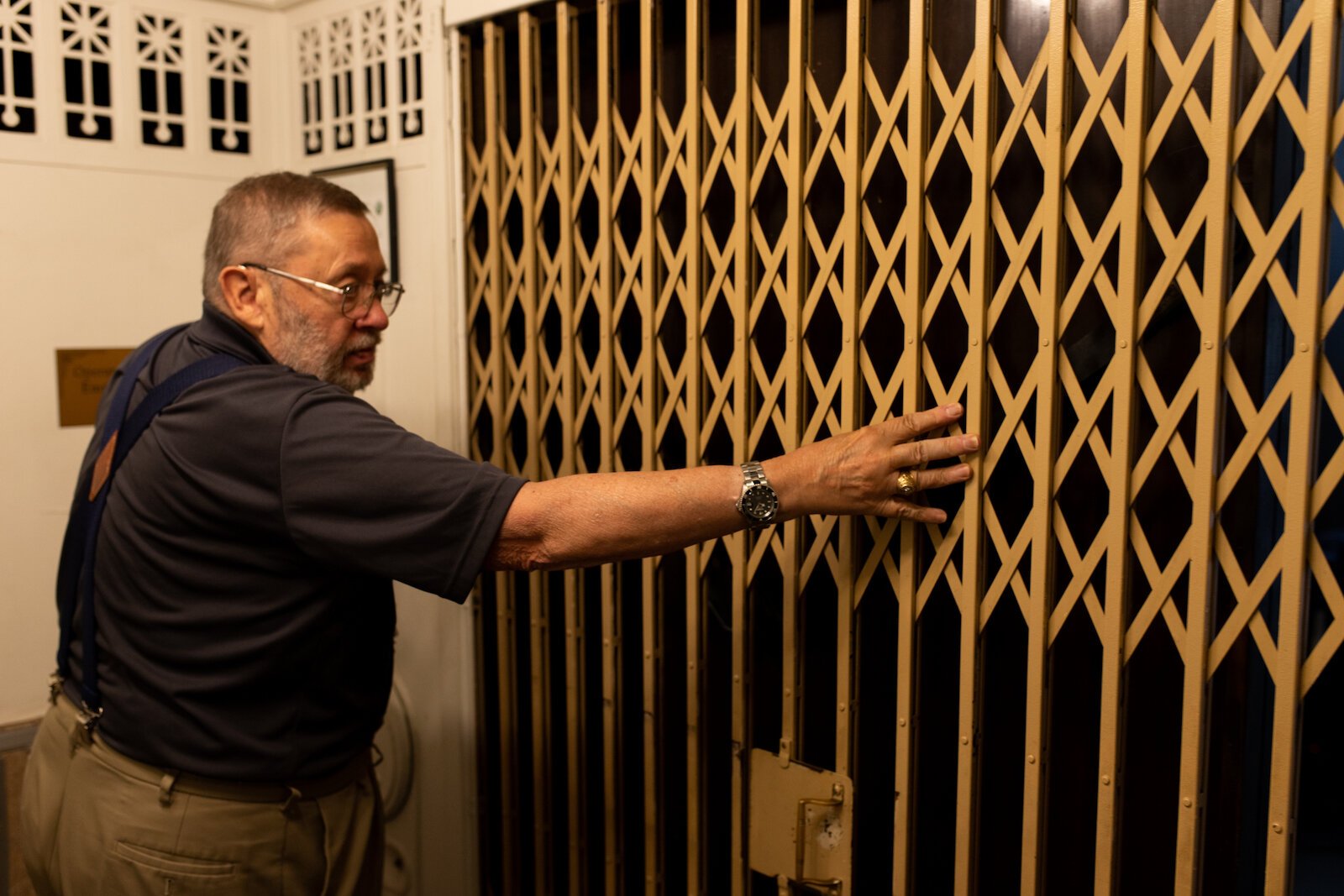 Ed Snyder opens a 1920s elevator at Freemasons Hall, an affordable event space in Downtown Fort Wayne.