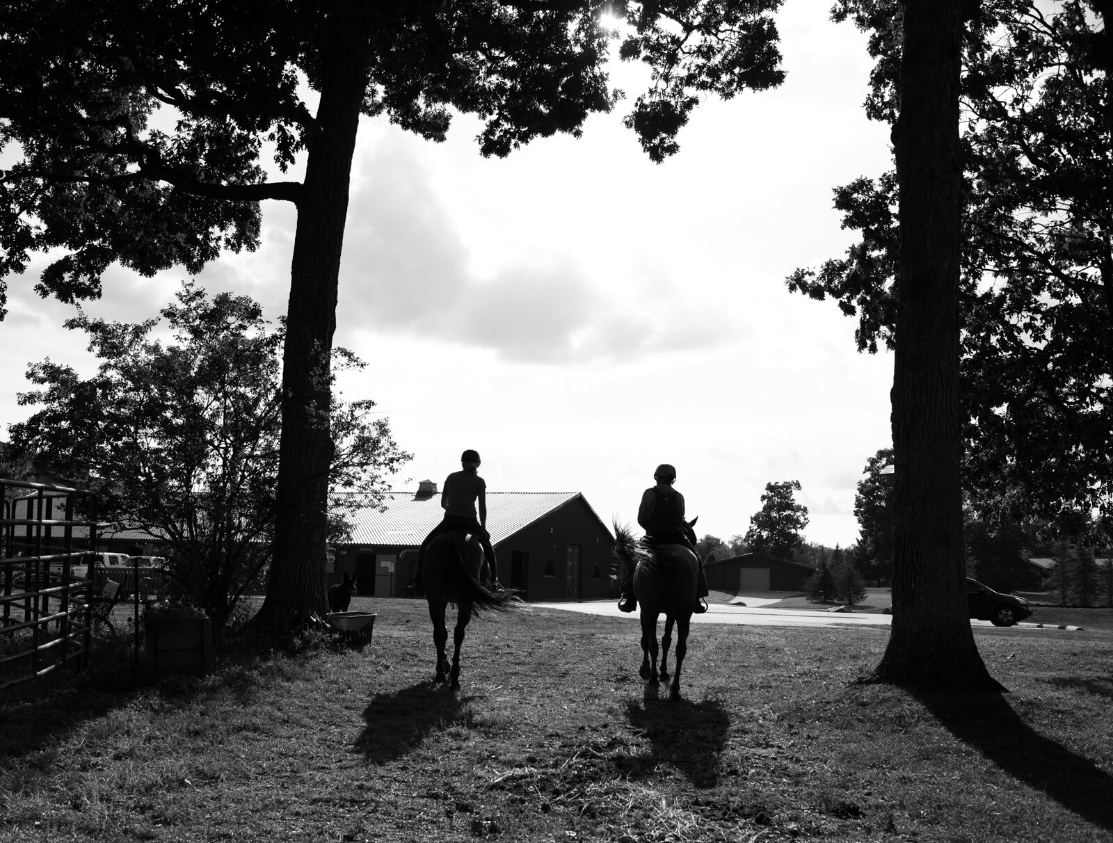 Allison Wheaton rides horse Belle and veteran Randal Clemens rides horse Mojo at Summit Equestrian Center, 10808 La Cabreah Ln.