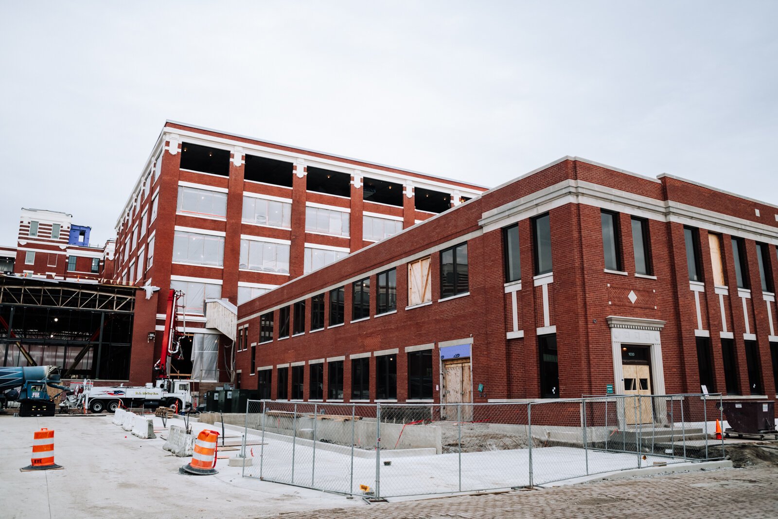 Exterior photos of West Campus buildings under construction on the Electric Works campus during a media tour on December 3, 2021. 