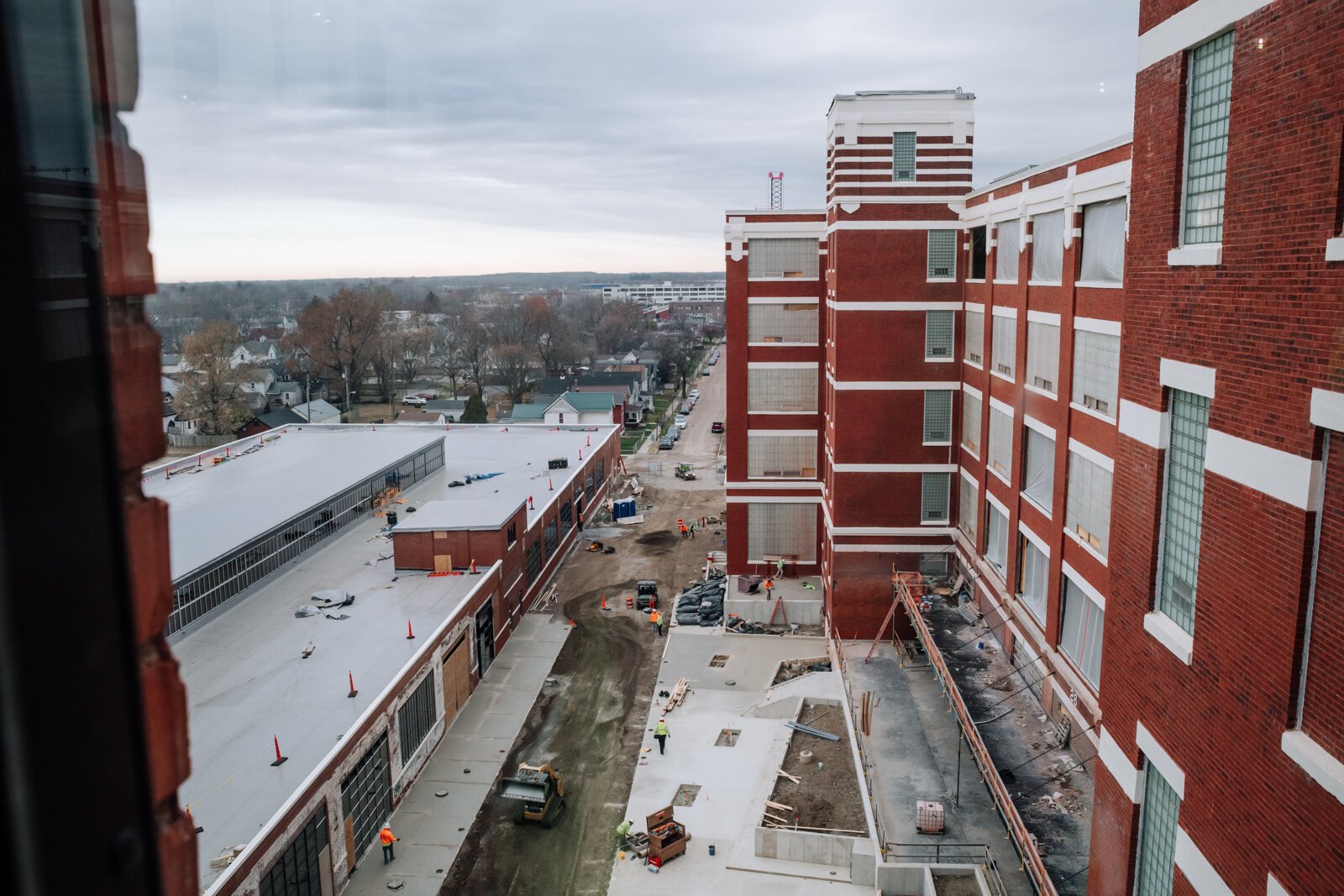 Electric Works buildings are under construction during a media tour of the space on December 3, 2021. 