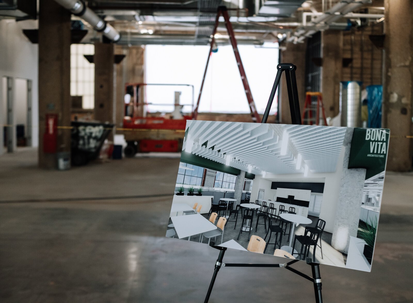 The future national headquarters of Do it Best is under construction at Electric Works. it will be located on the upper floors of Building 26 on the West Campus. (December 2021)