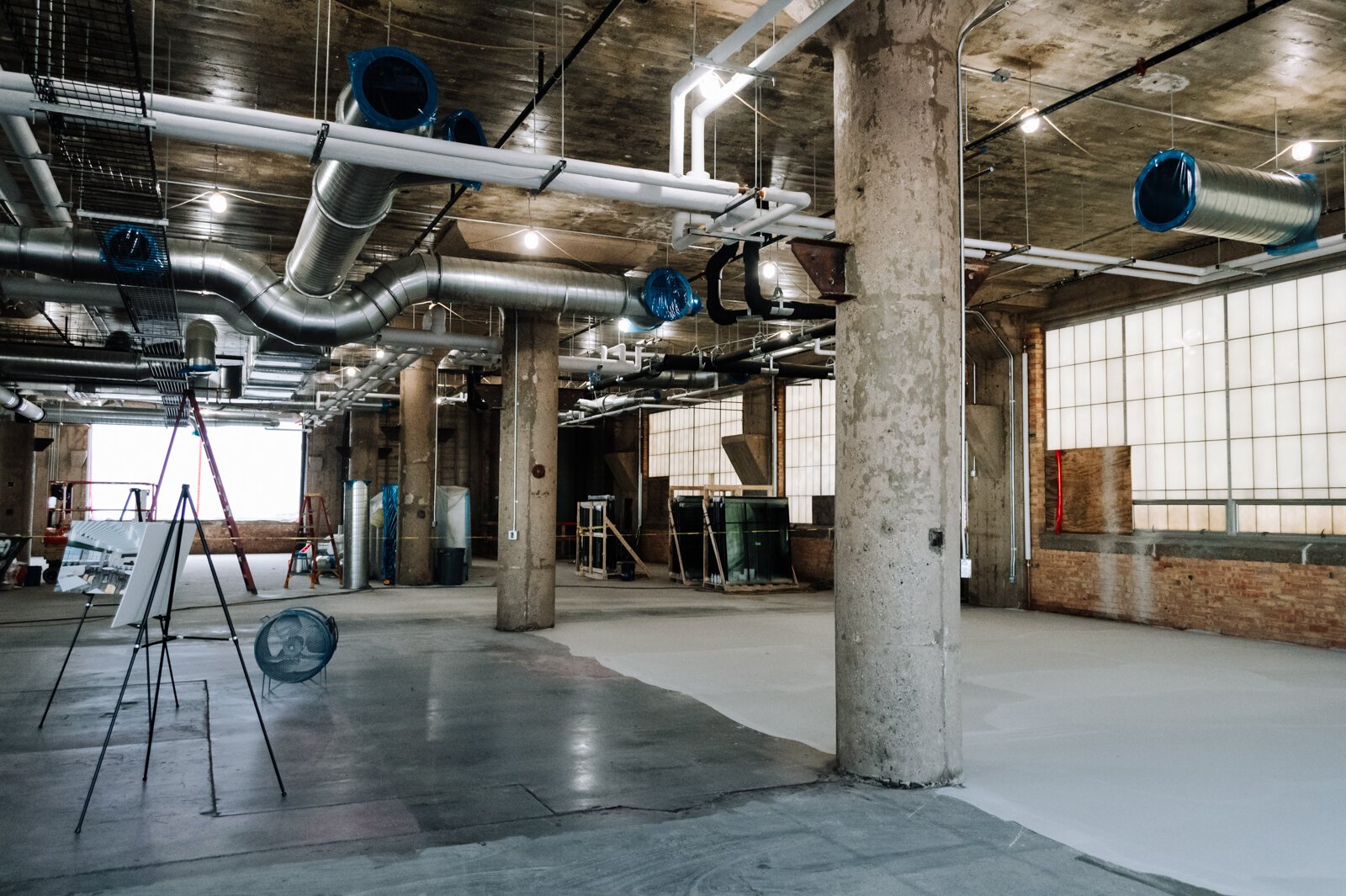 The future national headquarters of Do it Best is under construction at Electric Works. it will be located on the upper floors of Building 26 on the West Campus. (December 2021)