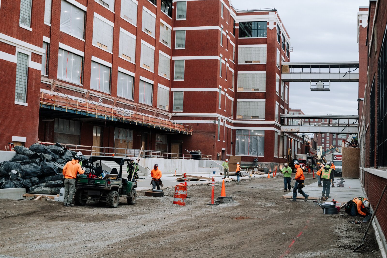 Exterior photos of West Campus buildings under construction on the Electric Works campus during a media tour on December 3, 2021. 