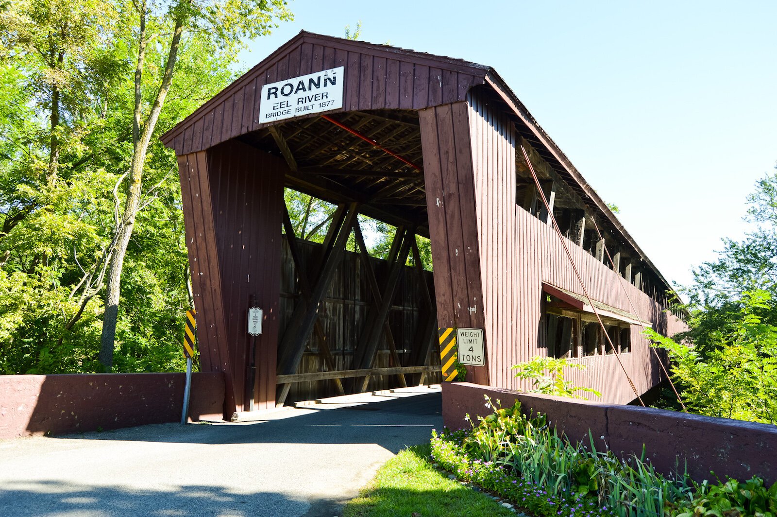 The Roann Covered Bridge is located at 6000 Roann Lukens Lake Rd.