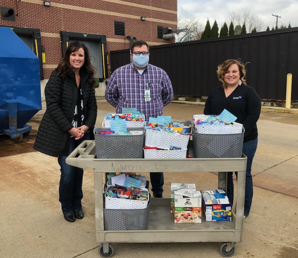 Farmers State Bank in LaGrange donated snack baskets for employee break rooms.