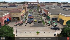 A rendering of a proposed roadway through Jefferson Pointe to improve parking and convenience for customers.