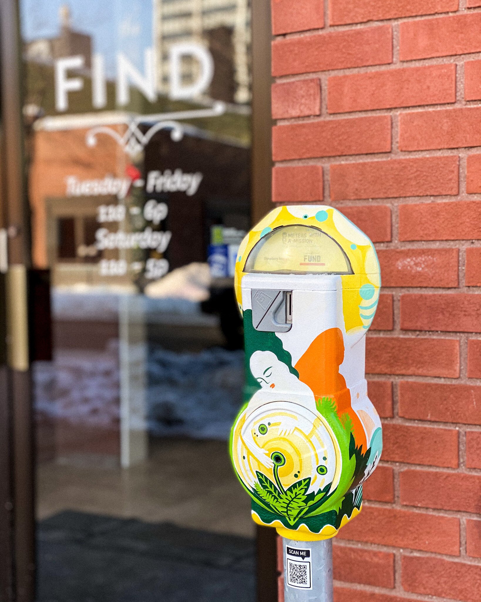 The Find’s meter was designed by local artist Lyndy Bazile of AfroPlump and supports the Family & Friends Fund for Southeast.