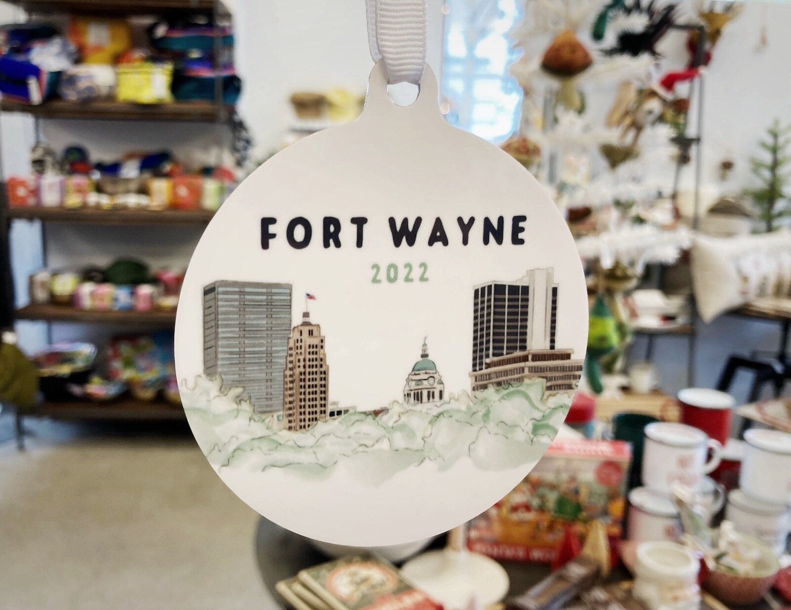 Holiday ornaments at the Find by local artist VimmAnnVigor.