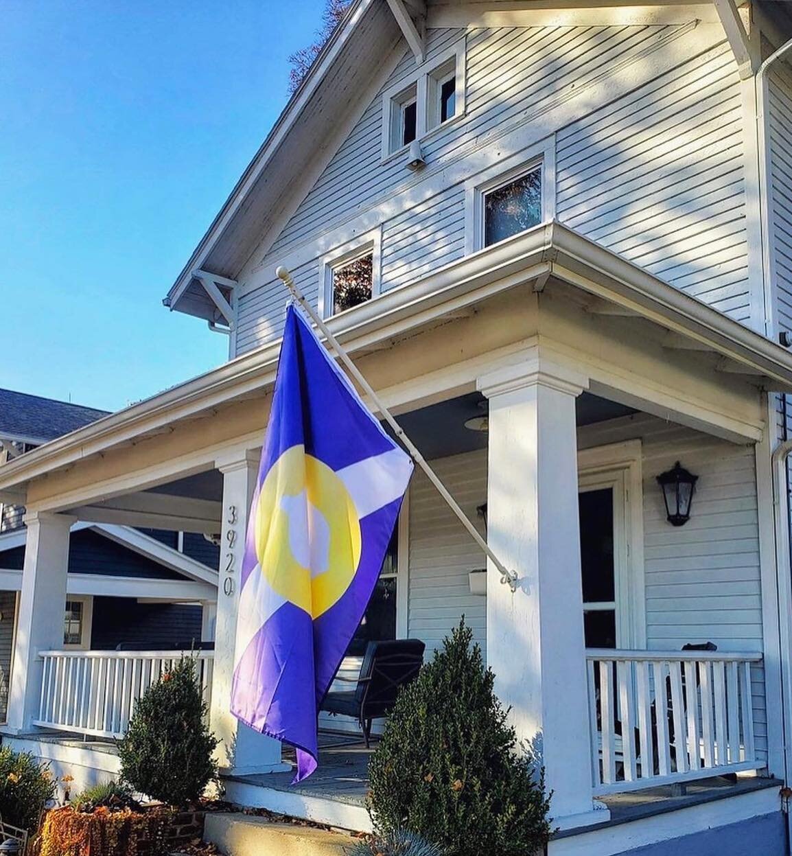 The Historic Southwood Park flag hangs proudly on neighbors' homes. Flags can be ordered online for $20.