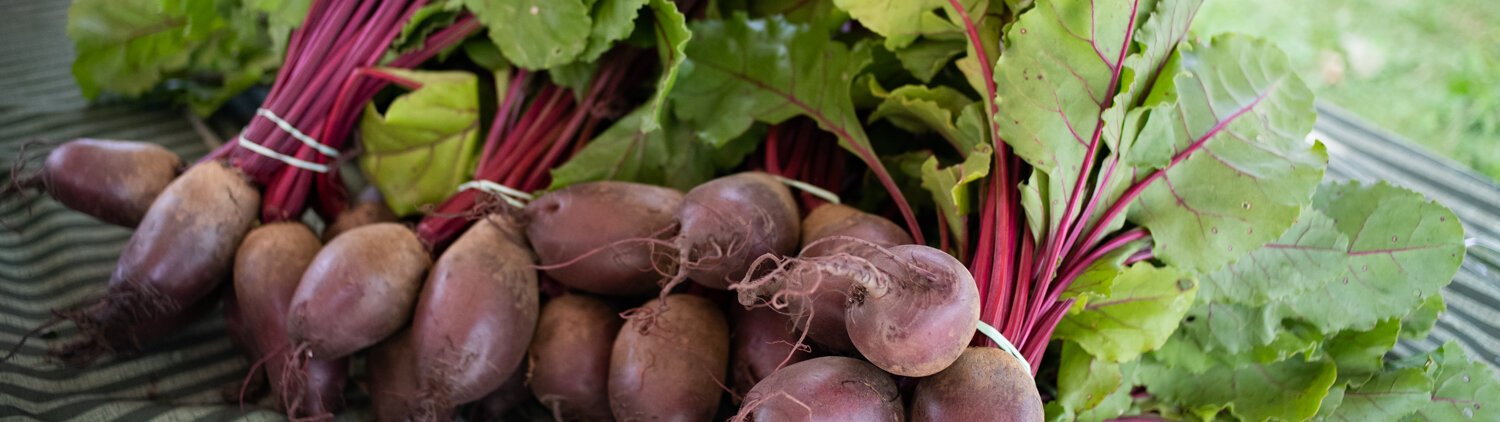 Fresh produce is displayed at the Berry Hill Farm table during the Fort Wayne's Farmers Market at McCulloch Park on Saturday June 19, 2021.