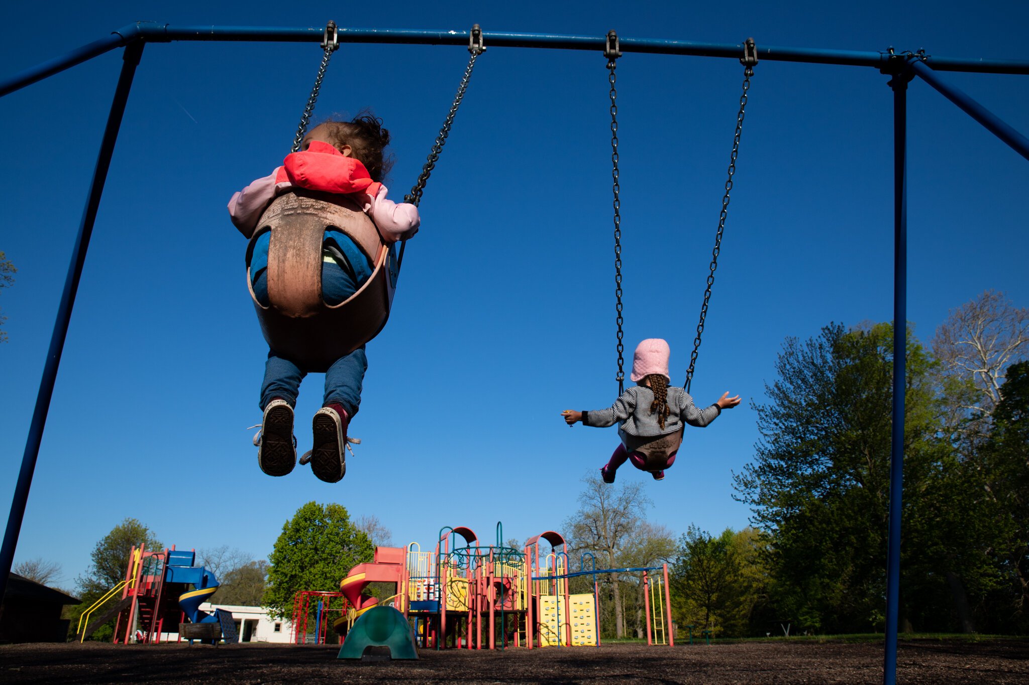 Playgrounds at Foster Park are popular with neighborhood children.