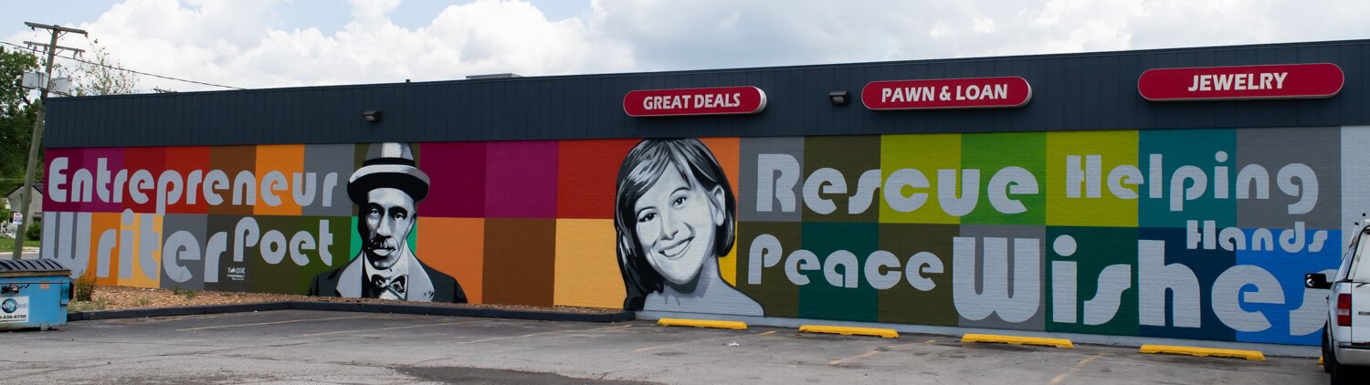 A mural at 4335 S. Anthony Blvd. depicts Irene Paxia, nominated for her work with Amani Family Services, as well as the historic William E. Warfield, Fort Wayne’s first Black real estate investor.