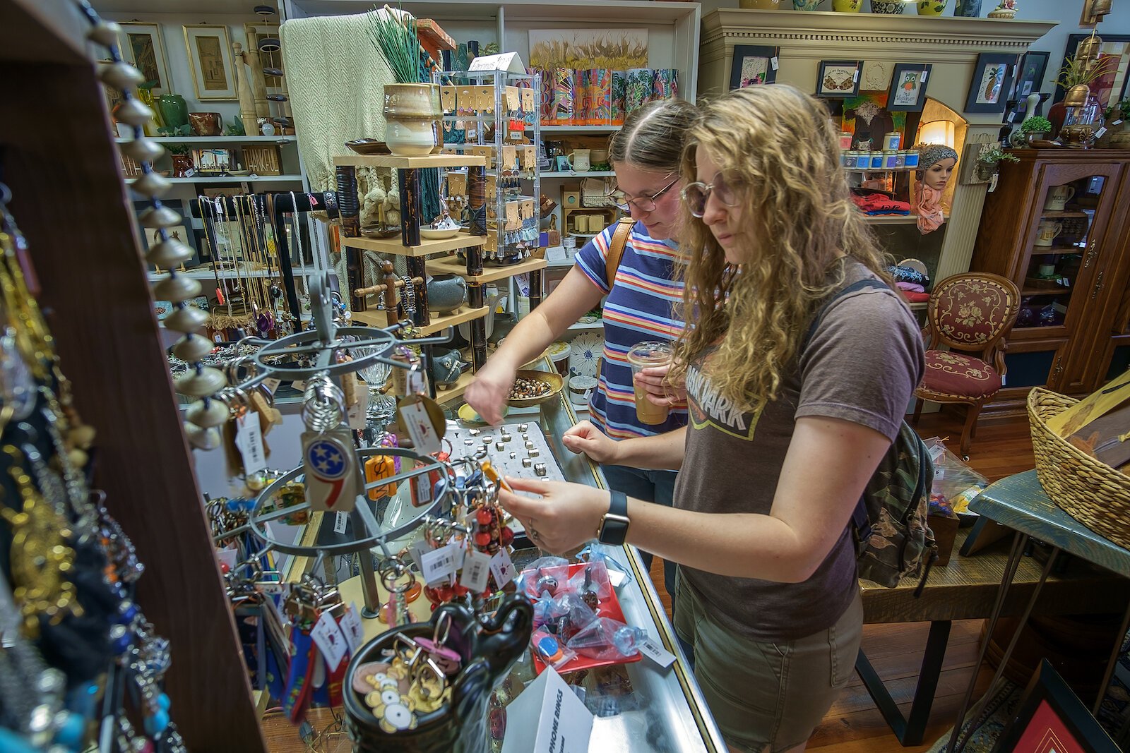 Gabriella Bradley and Eleanor Pearson browse the Eclectic Shoppe in Downtown Wabash.