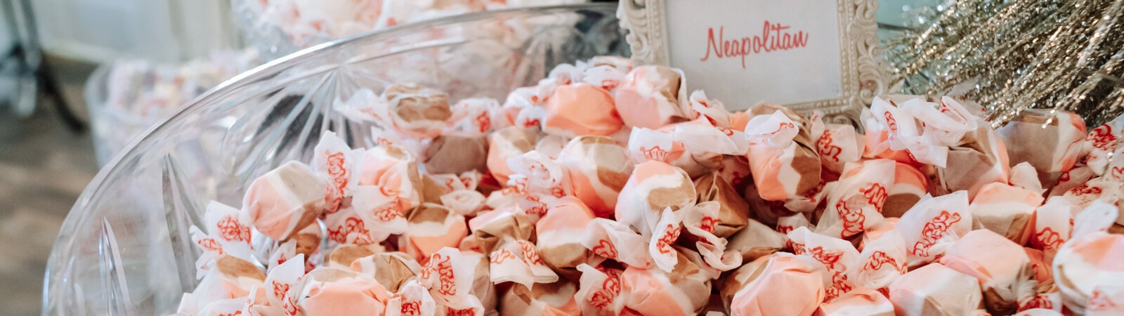 A taffy display is part of the whimsical wonderland of candy available at A Spoonful of Sugar in Roanoke.