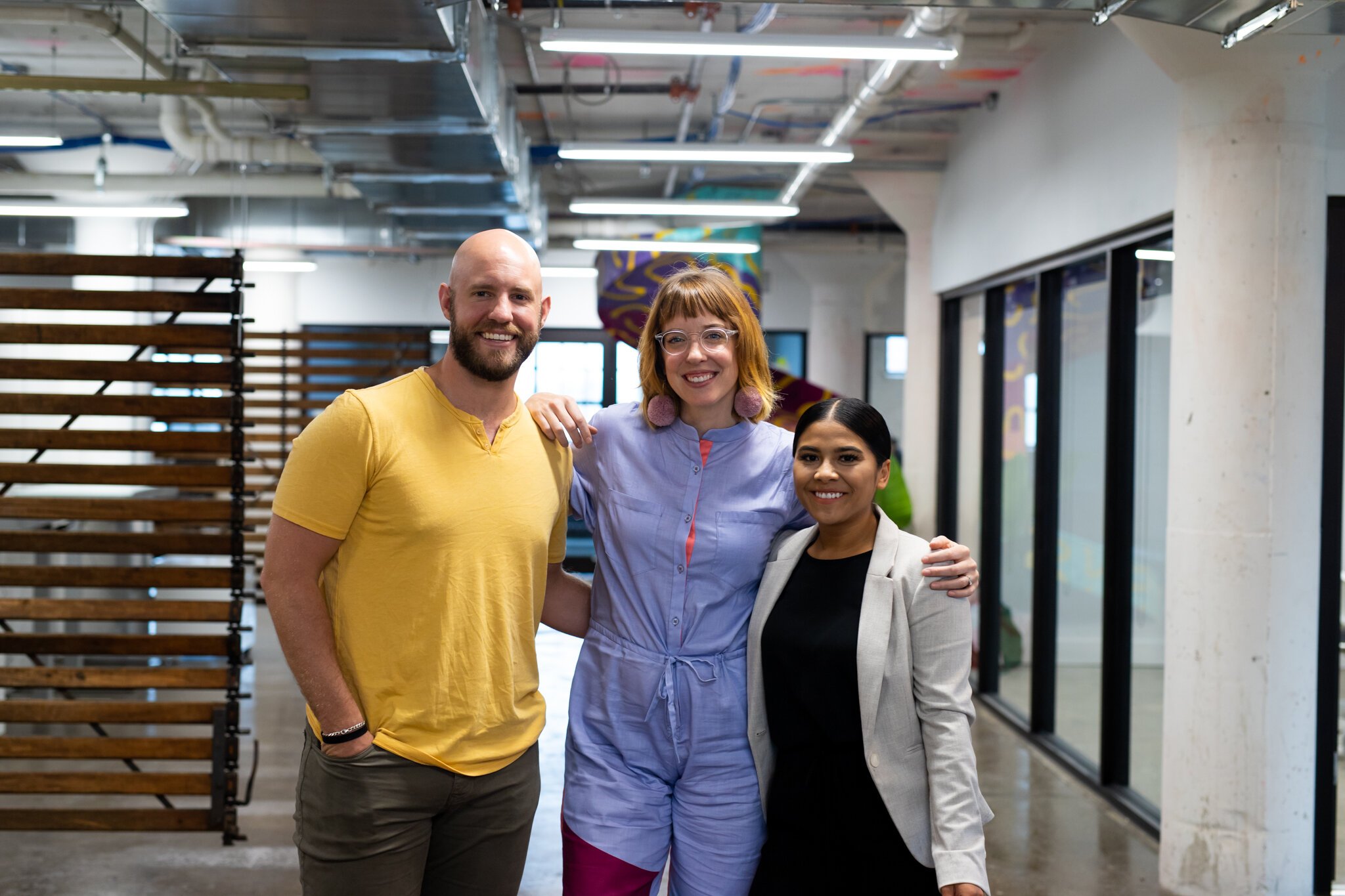 Mitch Stein, Kristin Giant, and Thein Aye of Pond, a tech startup based in Fort Wayne.