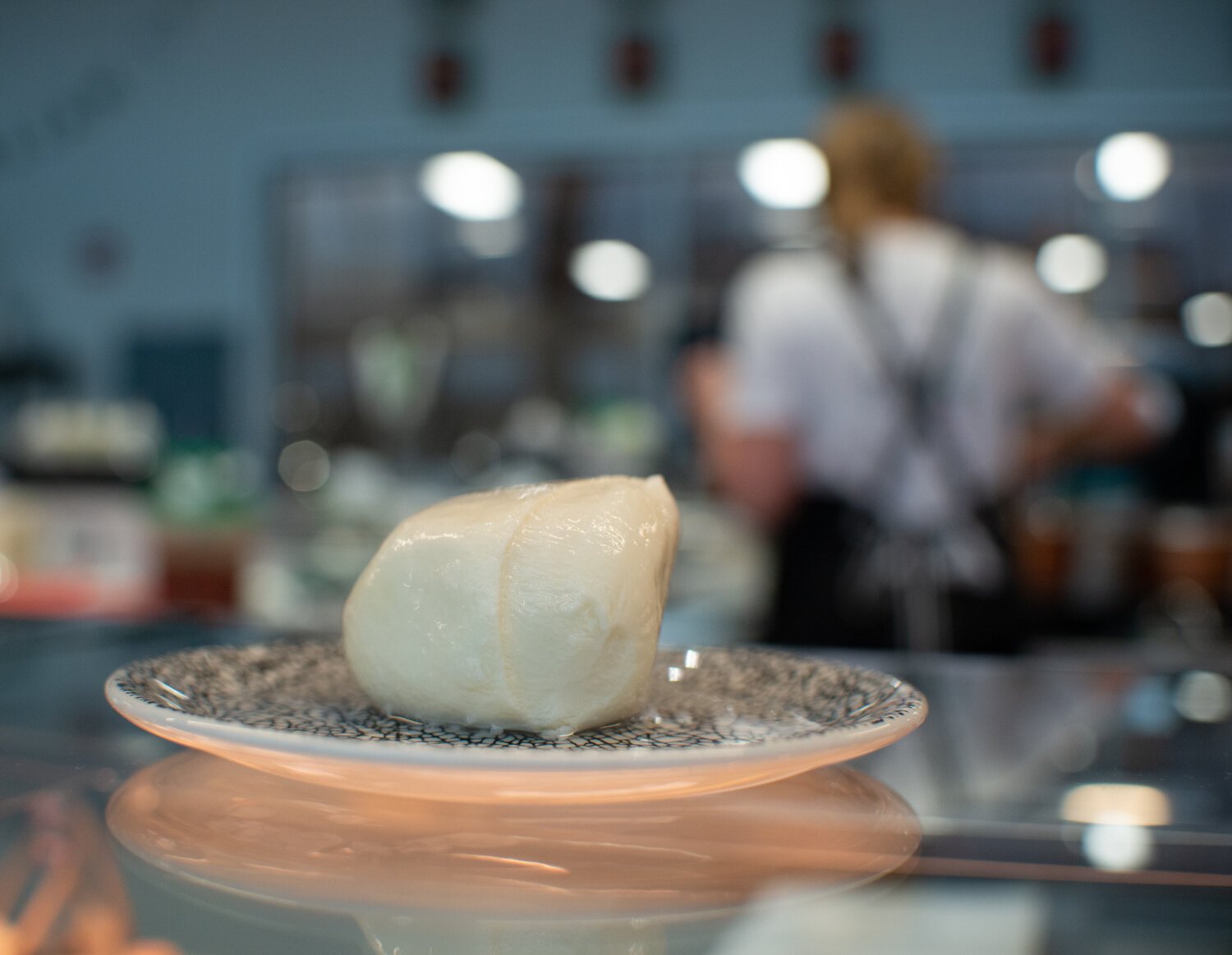 A 4 oz. ball of mozzarella at the Golfo Di Napoli Dairy Caffè.