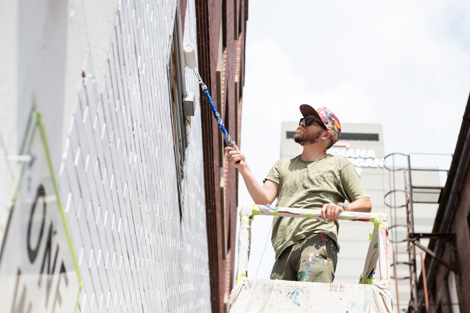 World-famous muralist Arlin Graff begins his mural on the Shindigz building at 919 South Harrison St. in Downtown Fort Wayne.