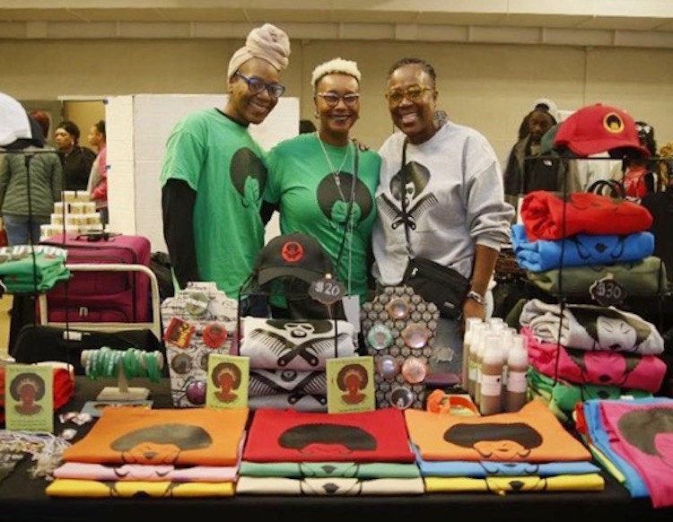 Sherry, center, and Clydia, right, enjoy connecting with the Green Hair community.