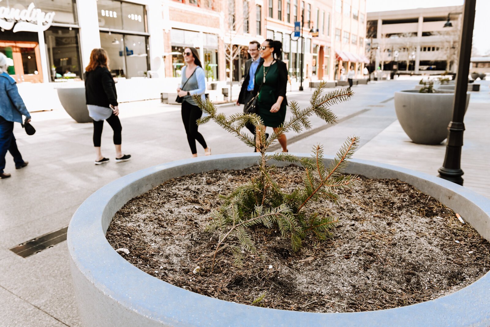 Planters are a part of green infrastructure in Downtown Fort Wayne.