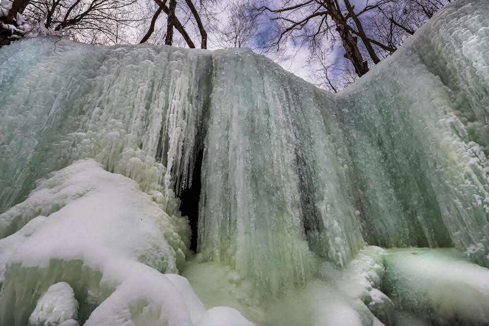 A waterfall at Hathaway Preserve at Ross Run in Wabash.