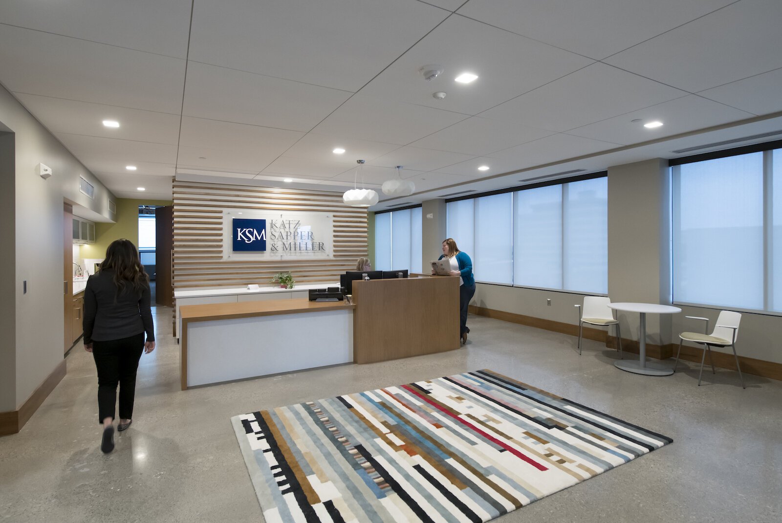 Katz, Sapper & Miller, a CPA firm with an office in Fort Wayne, added a height adjustable desk to their reception area.