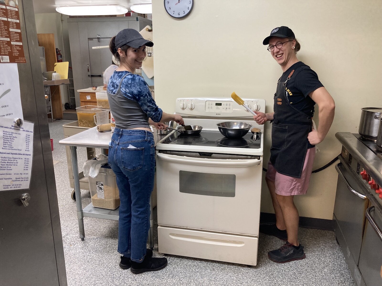 Kitchen staff at the Health Food Shoppe still uses its original home oven.