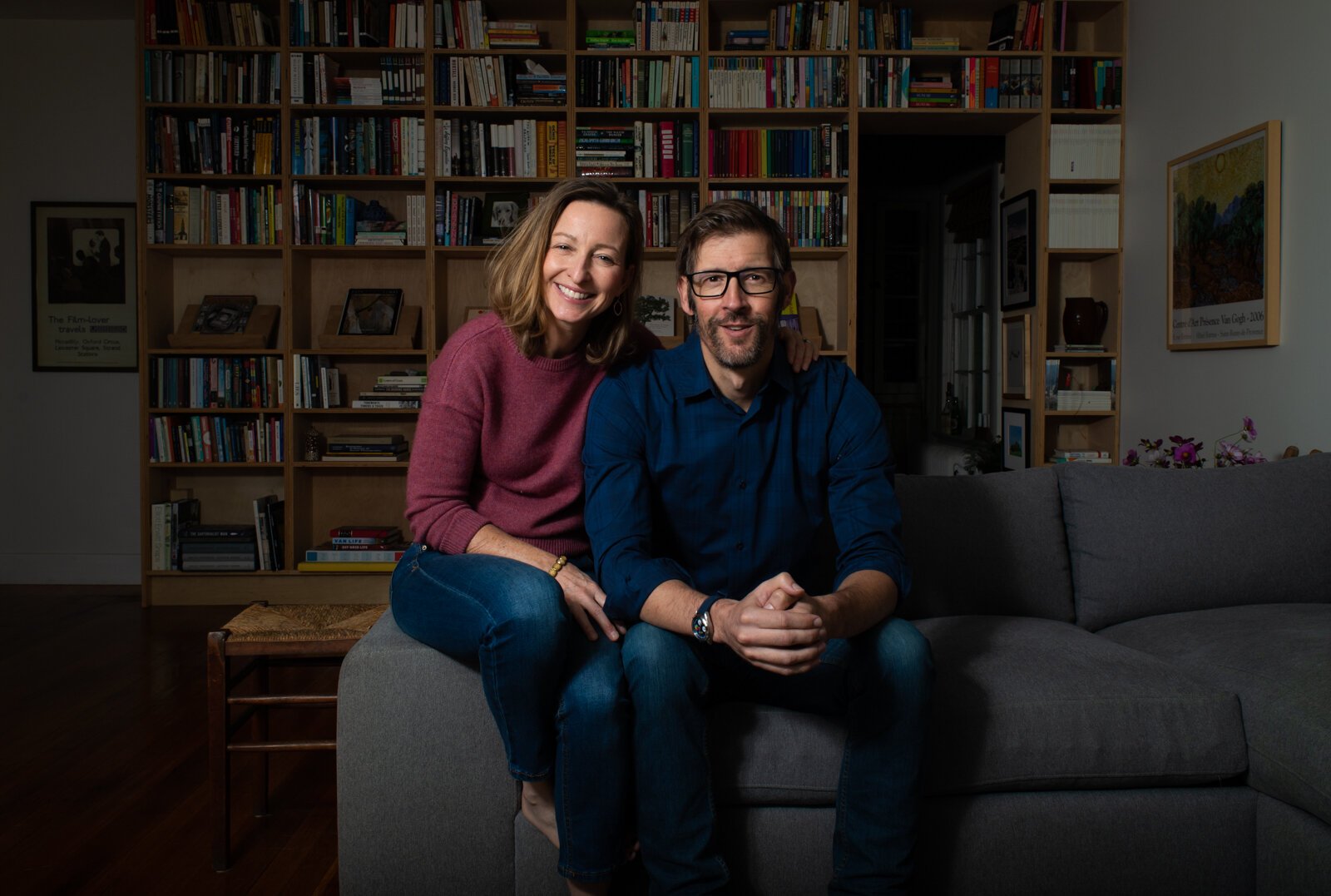 Scott and Catherine Hill in the TV room of their home on E. State Blvd.