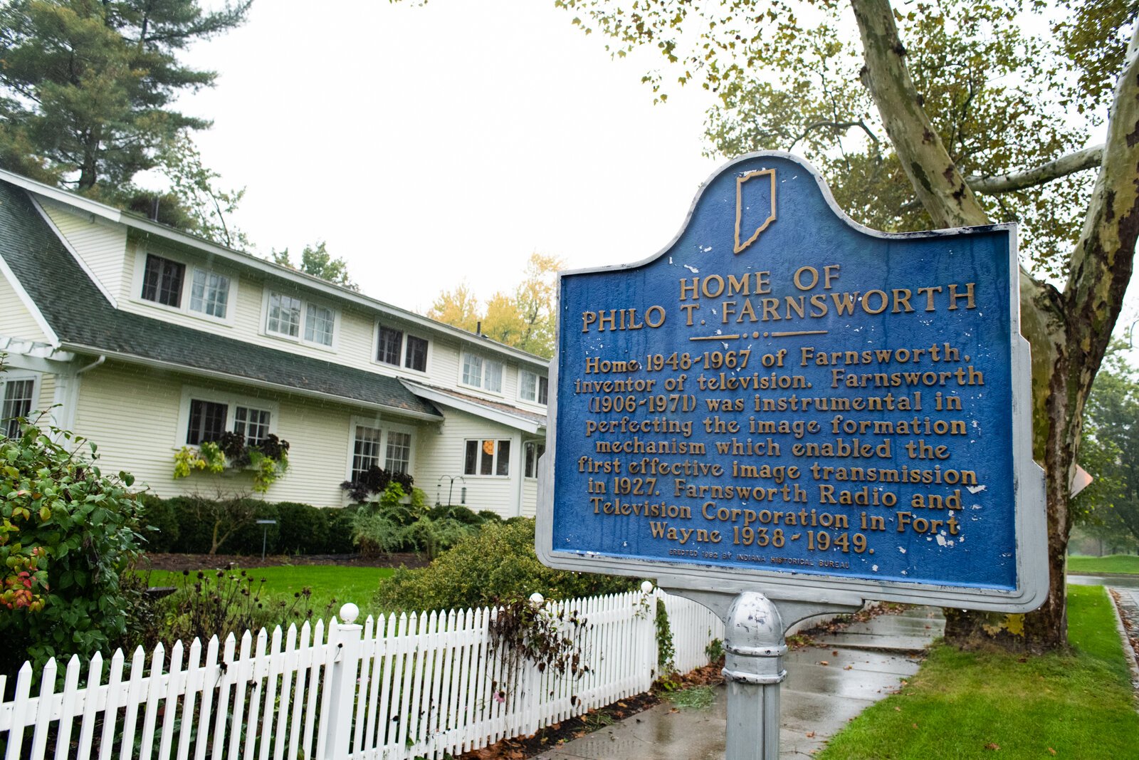 The sign from the street in front of Scott and Catherine Hill's home on E. State Blvd. marks its place on the National Register of Historic Places.