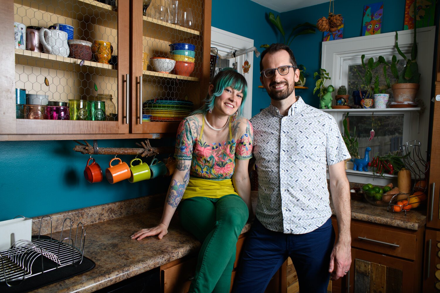 Lyndsy Rae Porter, left, and Ben Porter, in their kitchen.