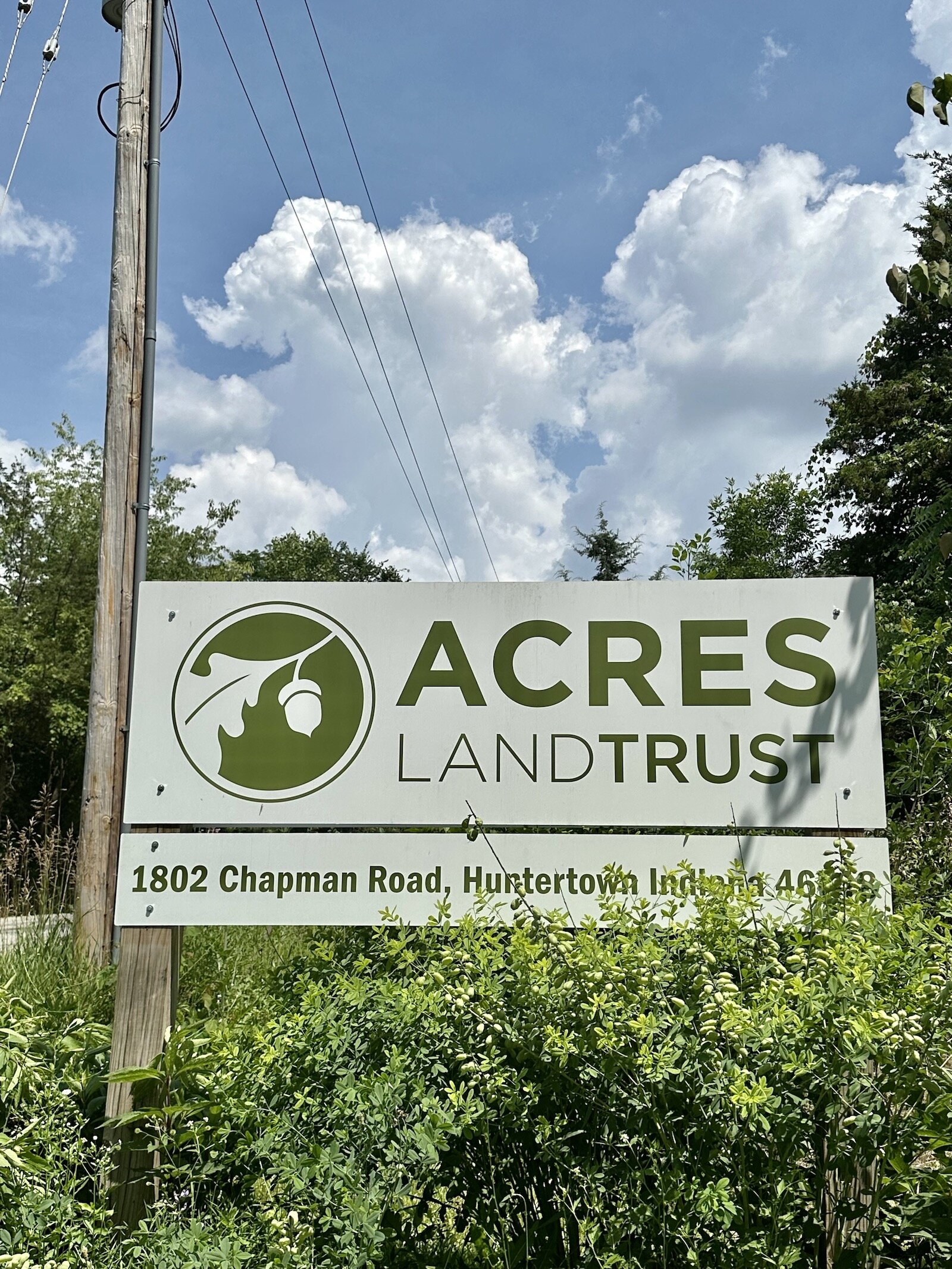 The sign at the front entrance of ACRES Land Trust office.