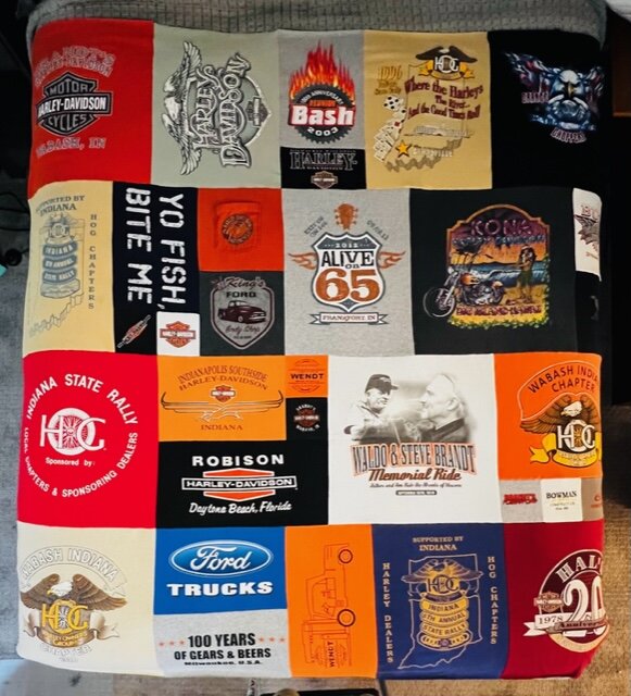 A quilt made of T-shirts by Diane Morris.