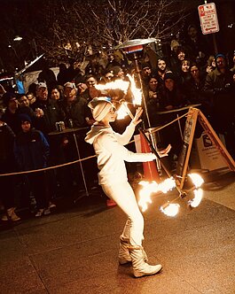 Entertainment at Weather the Fort 2023 included live music, beer tapping, ice sculpting, fire dancers, and more.