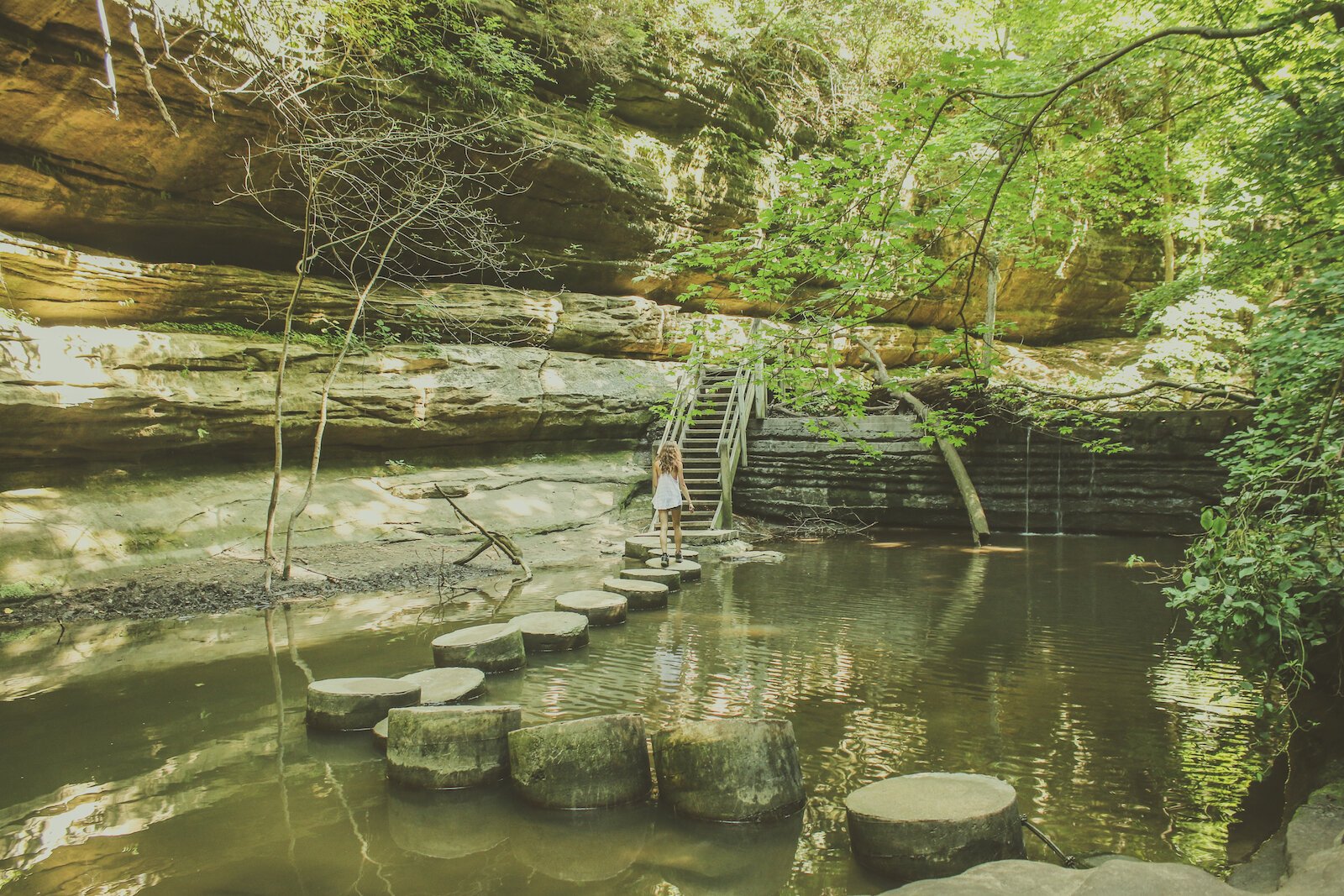 Full-time traveler Alexys Esslinger explores Matthiessen State Park in Illinois.