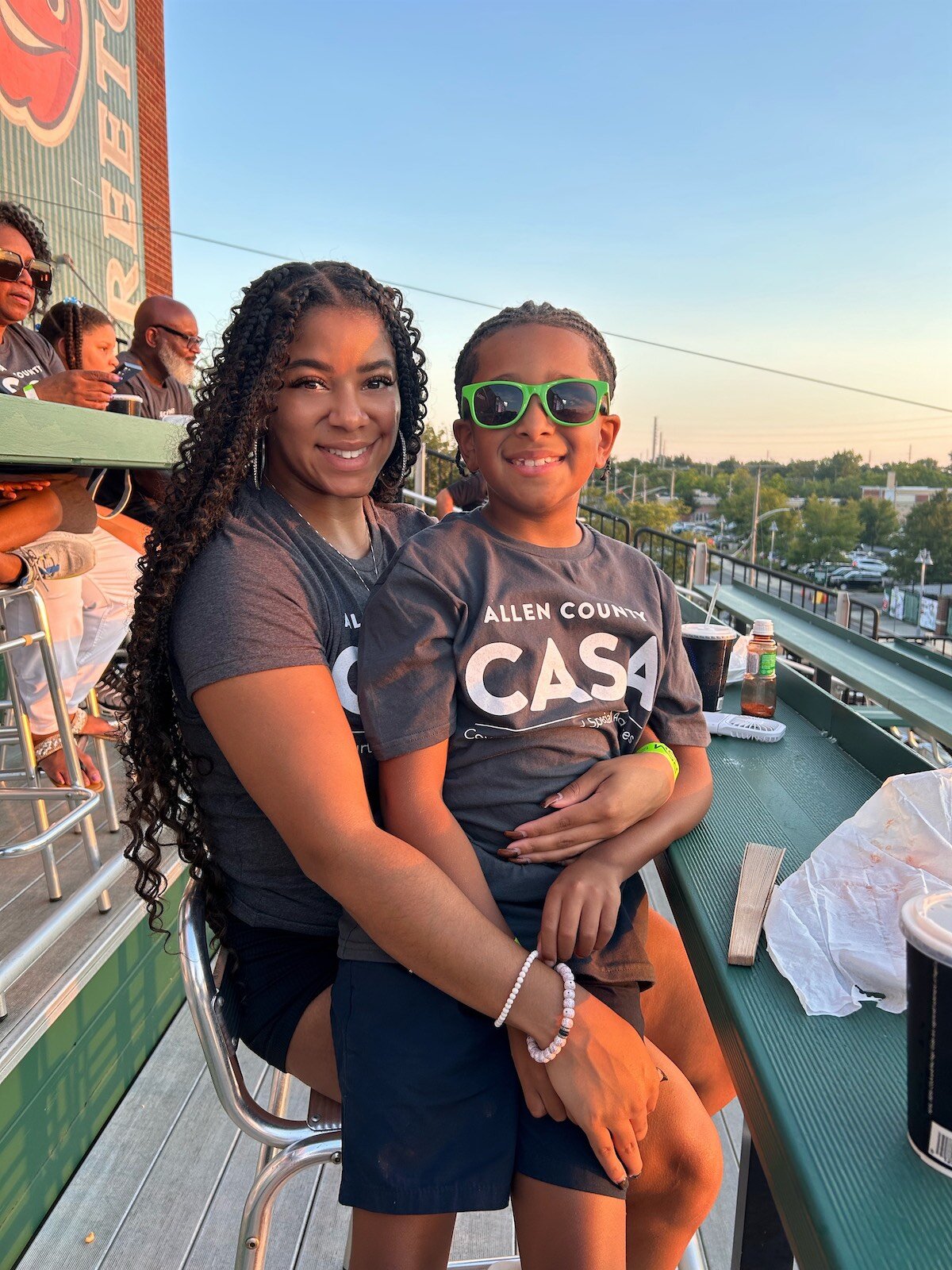 Andrews with her son at a Tincaps game.
