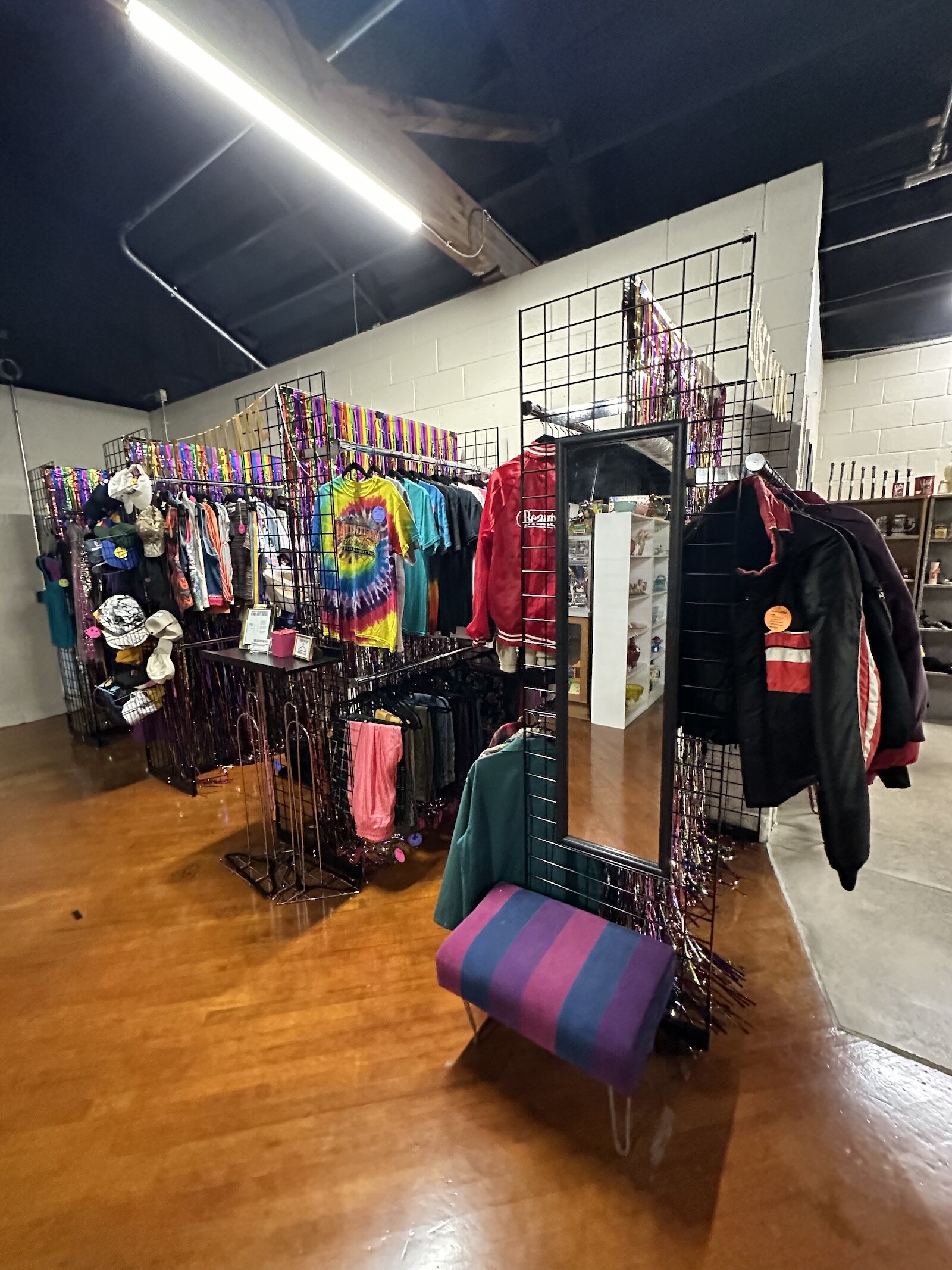 A clothing vendor at The Rink.