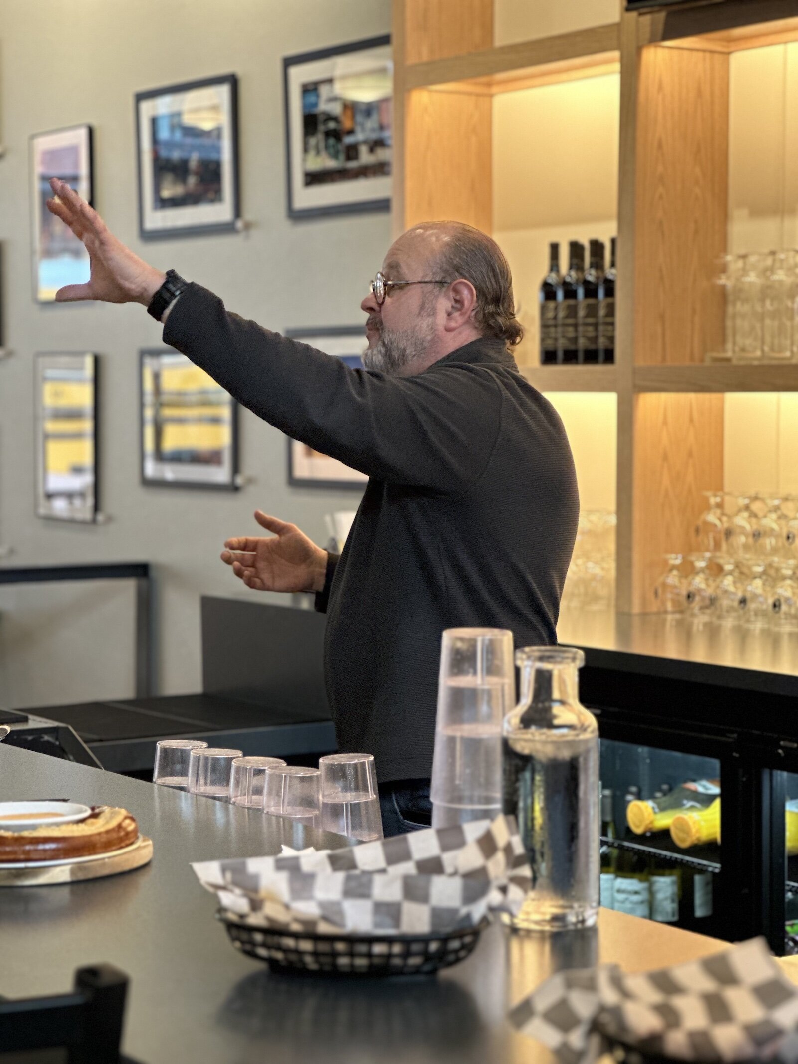 Chapman’s Founder Scott Fergusson pointing our details inside the newly opened brewery.