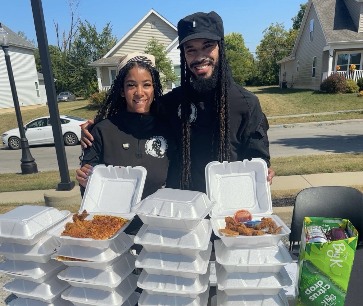 Bri Andrews at a meal give away hosted by the Original Black Panther Party of Fort Wayne.