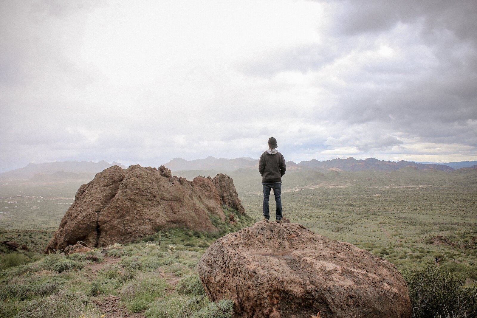 While hiking in Lost Dutchman State Park in Arizona, Erica Esslinger stops to take in the view.