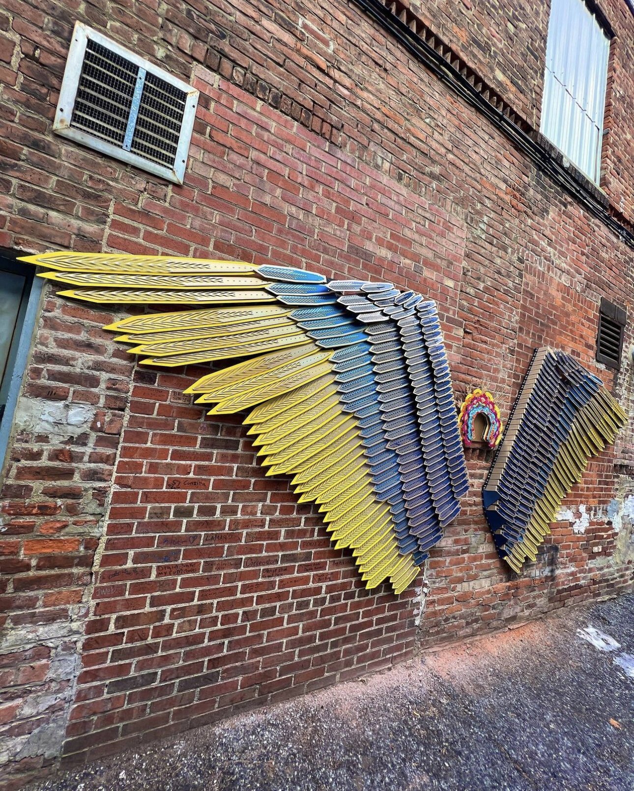 “Na Krylah Nadi,” which translates to “On Wings Of Hope," is a fifteen foot wide art installation Downtown Fort Wayne.